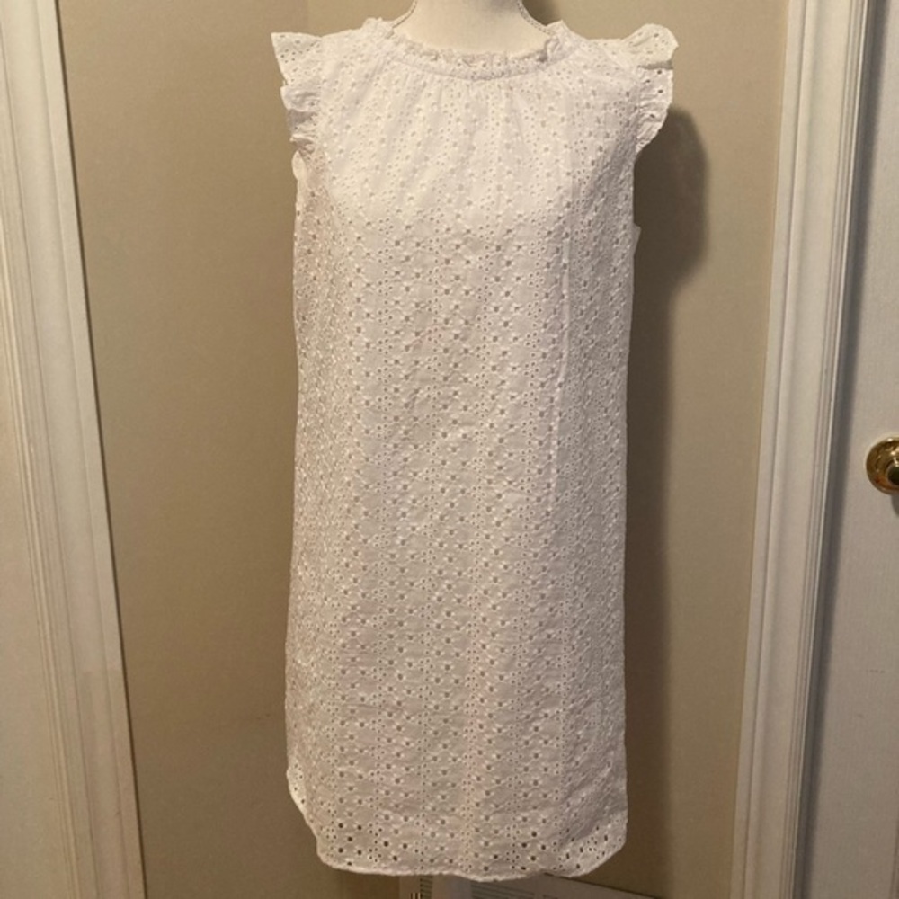 🎊 Host Pick 🎊 NWT LOFT Flowers Embroidered Midi White Dress, Medium Petite